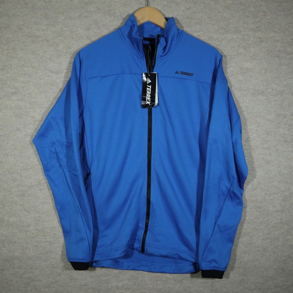 Adidas Terrex Stockhorn Fleece Jacket Mens Medium Blue Full Zip DS8772 Gorpcore